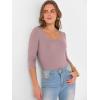 imageANRABESS Womens 34 Sleeve Scoop Neck Tops Ribbed Knit Slim Fitted Casual Basic Tee Shirts 2025 Fall Trendy Going Out TShirtGrey Pink