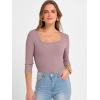 imageANRABESS Womens 34 Sleeve Scoop Neck Tops Ribbed Knit Slim Fitted Casual Basic Tee Shirts 2025 Fall Trendy Going Out TShirtGrey Pink