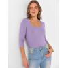 imageANRABESS Womens 34 Sleeve Scoop Neck Tops Ribbed Knit Slim Fitted Casual Basic Tee Shirts 2025 Fall Trendy Going Out TShirtLight Purple