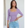 imageANRABESS Womens 34 Sleeve Scoop Neck Tops Ribbed Knit Slim Fitted Casual Basic Tee Shirts 2025 Fall Trendy Going Out TShirtLight Purple