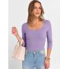 imageANRABESS Womens 34 Sleeve Scoop Neck Tops Ribbed Knit Slim Fitted Casual Basic Tee Shirts 2025 Fall Trendy Going Out TShirtLight Purple