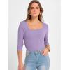 imageANRABESS Womens 34 Sleeve Scoop Neck Tops Ribbed Knit Slim Fitted Casual Basic Tee Shirts 2025 Fall Trendy Going Out TShirtLight Purple