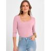 imageANRABESS Womens 34 Sleeve Scoop Neck Tops Ribbed Knit Slim Fitted Casual Basic Tee Shirts 2025 Fall Trendy Going Out TShirtPink