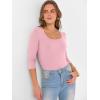 imageANRABESS Womens 34 Sleeve Scoop Neck Tops Ribbed Knit Slim Fitted Casual Basic Tee Shirts 2025 Fall Trendy Going Out TShirtPink