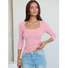 imageANRABESS Womens 34 Sleeve Scoop Neck Tops Ribbed Knit Slim Fitted Casual Basic Tee Shirts 2025 Fall Trendy Going Out TShirtPink