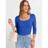 imageANRABESS Womens 34 Sleeve Scoop Neck Tops Ribbed Knit Slim Fitted Casual Basic Tee Shirts 2025 Fall Trendy Going Out TShirtRoyal Blue