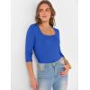 imageANRABESS Womens 34 Sleeve Scoop Neck Tops Ribbed Knit Slim Fitted Casual Basic Tee Shirts 2025 Fall Trendy Going Out TShirtRoyal Blue
