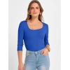 imageANRABESS Womens 34 Sleeve Scoop Neck Tops Ribbed Knit Slim Fitted Casual Basic Tee Shirts 2025 Fall Trendy Going Out TShirtRoyal Blue