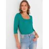 imageANRABESS Womens 34 Sleeve Scoop Neck Tops Ribbed Knit Slim Fitted Casual Basic Tee Shirts 2025 Fall Trendy Going Out TShirtTeal