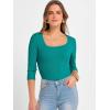 imageANRABESS Womens 34 Sleeve Scoop Neck Tops Ribbed Knit Slim Fitted Casual Basic Tee Shirts 2025 Fall Trendy Going Out TShirtTeal
