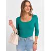 imageANRABESS Womens 34 Sleeve Scoop Neck Tops Ribbed Knit Slim Fitted Casual Basic Tee Shirts 2025 Fall Trendy Going Out TShirtTeal