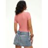 imageANRABESS Womens BodysuitsShort Sleeve Scoop Neck Top Fitted Ribbed Knit Soft Going Out Henley ShirtsTravel Work Body SuitCoral