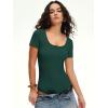 imageANRABESS Womens BodysuitsShort Sleeve Scoop Neck Top Fitted Ribbed Knit Soft Going Out Henley ShirtsTravel Work Body SuitDeep Green