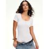 imageANRABESS Womens BodysuitsShort Sleeve Scoop Neck Top Fitted Ribbed Knit Soft Going Out Henley ShirtsTravel Work Body SuitWhite