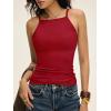 imageANRABESS Womens Camis Spaghetti Straps Tank Tops High Square Neck Sleeveless Racerback Camisole Shirts Summer Basic TeeRed