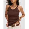 imageANRABESS Womens Camisole Tank Tops Sleeveless Cami Sweater Spaghetti Strap Ribbed Shirts 2026 Summer Beach Vacation ClothesRed Brown