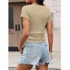 imageANRABESS Womens Cap Sleeve Boat Neck Ruched Crop Top Soft Ribbed Slim Fitted Tee Going Out Casual Shirt for SummerAlmond
