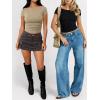 imageANRABESS Womens Cap Sleeve Boat Neck Ruched Crop Top Soft Ribbed Slim Fitted Tee Going Out Casual Shirt for SummerAlmond