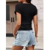 imageANRABESS Womens Cap Sleeve Boat Neck Ruched Crop Top Soft Ribbed Slim Fitted Tee Going Out Casual Shirt for SummerBlack