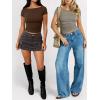 imageANRABESS Womens Cap Sleeve Boat Neck Ruched Crop Top Soft Ribbed Slim Fitted Tee Going Out Casual Shirt for SummerCoffee