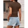 imageANRABESS Womens Cap Sleeve Boat Neck Ruched Crop Top Soft Ribbed Slim Fitted Tee Going Out Casual Shirt for SummerCoffee