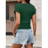 imageANRABESS Womens Cap Sleeve Boat Neck Ruched Crop Top Soft Ribbed Slim Fitted Tee Going Out Casual Shirt for SummerDeep Green