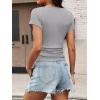 imageANRABESS Womens Cap Sleeve Boat Neck Ruched Crop Top Soft Ribbed Slim Fitted Tee Going Out Casual Shirt for SummerGray