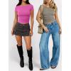 imageANRABESS Womens Cap Sleeve Boat Neck Ruched Crop Top Soft Ribbed Slim Fitted Tee Going Out Casual Shirt for SummerHot Pink