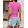 imageANRABESS Womens Cap Sleeve Boat Neck Ruched Crop Top Soft Ribbed Slim Fitted Tee Going Out Casual Shirt for SummerHot Pink