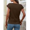 imageANRABESS Womens Cap Sleeve Henley Shirts V Neck Ruched Side Top 2026 Summer Dressy Work Blouse Business Casual OutfitsBrown
