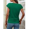 imageANRABESS Womens Cap Sleeve Henley Shirts V Neck Ruched Side Top 2026 Summer Dressy Work Blouse Business Casual OutfitsDeep Green