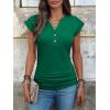 imageANRABESS Womens Cap Sleeve Henley Shirts V Neck Ruched Side Top 2026 Summer Dressy Work Blouse Business Casual OutfitsDeep Green