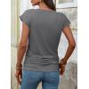 imageANRABESS Womens Cap Sleeve Henley Shirts V Neck Ruched Side Top 2026 Summer Dressy Work Blouse Business Casual OutfitsGrey