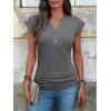 imageANRABESS Womens Cap Sleeve Henley Shirts V Neck Ruched Side Top 2026 Summer Dressy Work Blouse Business Casual OutfitsGrey