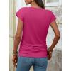 imageANRABESS Womens Cap Sleeve Henley Shirts V Neck Ruched Side Top 2026 Summer Dressy Work Blouse Business Casual OutfitsHot Pink