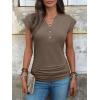 imageANRABESS Womens Cap Sleeve Henley Shirts V Neck Ruched Side Top 2026 Summer Dressy Work Blouse Business Casual OutfitsLight Coffee