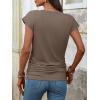 imageANRABESS Womens Cap Sleeve Henley Shirts V Neck Ruched Side Top 2026 Summer Dressy Work Blouse Business Casual OutfitsLight Coffee