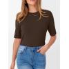 imageANRABESS Womens Half Sleeve Tops Crewneck Shirts Basic Fit Tee Trendy 2026 Spring Summer Business Casual TShirtsBrown