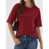 imageANRABESS Womens Half Sleeve Tops Summer Basic Tee Crew Neck Casual Soft WrinkleFree Fabric TShirts 2026 Trendy ClothesDark Red