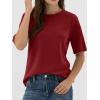 imageANRABESS Womens Half Sleeve Tops Summer Basic Tee Crew Neck Casual Soft WrinkleFree Fabric TShirts 2026 Trendy ClothesDark Red