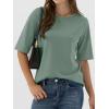 imageANRABESS Womens Half Sleeve Tops Summer Basic Tee Crew Neck Casual Soft WrinkleFree Fabric TShirts 2026 Trendy ClothesLight Green