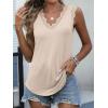 imageANRABESS Womens Lace Trim Tank Tops V Neck Sleeveless Shirts 2026 Summer Casual Trendy Dressy Cami TopKhaki