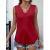 imageANRABESS Womens Lace Trim Tank Tops V Neck Sleeveless Shirts 2026 Summer Casual Trendy Dressy Cami TopRed