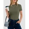 imageANRABESS Womens Lettuce Trim Mock Neck Short Sleeve Tops Casual Ribbed Knit Slim Fit Tee Shirt Spring Layer Vacation OutfitsArmy Green