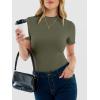 imageANRABESS Womens Lettuce Trim Mock Neck Short Sleeve Tops Casual Ribbed Knit Slim Fit Tee Shirt Spring Layer Vacation OutfitsArmy Green