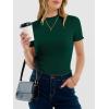 imageANRABESS Womens Lettuce Trim Mock Neck Short Sleeve Tops Casual Ribbed Knit Slim Fit Tee Shirt Spring Layer Vacation OutfitsDeep Green