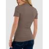 imageANRABESS Womens Lettuce Trim Mock Neck Short Sleeve Tops Casual Ribbed Knit Slim Fit Tee Shirt Spring Layer Vacation OutfitsLight Brown