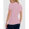 imageANRABESS Womens Lettuce Trim Mock Neck Short Sleeve Tops Casual Ribbed Knit Slim Fit Tee Shirt Spring Layer Vacation OutfitsPink