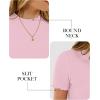 imageANRABESS Womens Lettuce Trim Mock Neck Short Sleeve Tops Casual Ribbed Knit Slim Fit Tee Shirt Spring Layer Vacation OutfitsPink
