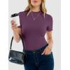 imageANRABESS Womens Lettuce Trim Mock Neck Short Sleeve Tops Casual Ribbed Knit Slim Fit Tee Shirt Spring Layer Vacation OutfitsPurple